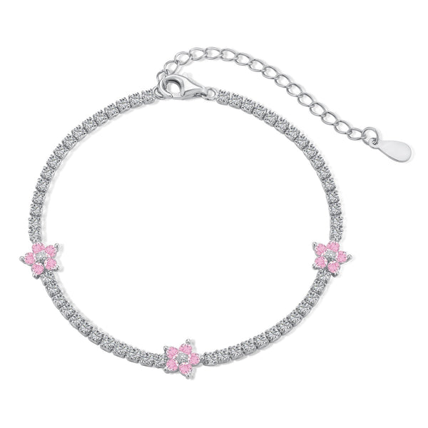 ˇStella JewelryˇSparkling Flower Shape Tennis Bracelet