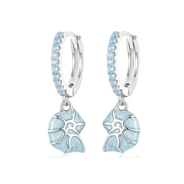 ˇStella JewelryˇBlue Conch Ear Buckles Sea Shell Drop Hypoallergenic Earrings