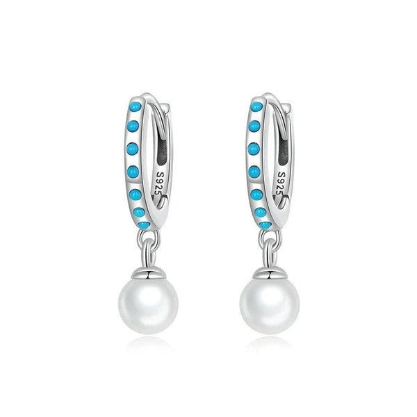 ˇStella JewelryˇTurquoise Pendent Shell Bead Drop Earrings