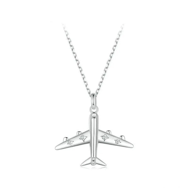ˇStella JewelryˇDelicate Airplane Pendant Necklace Platinum Plated Necklace
