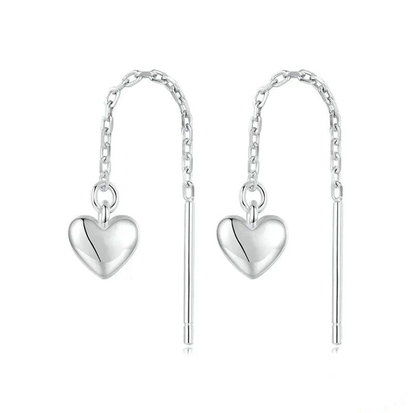 ˇStella JewelryˇSimple Heart-shaped Drop Ear Threads Long Tassel Earrings