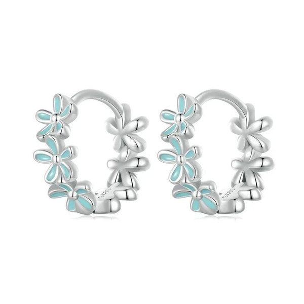 ˇStella JewelryˇMint Green Garland Hoop Earrings Enamel Flower